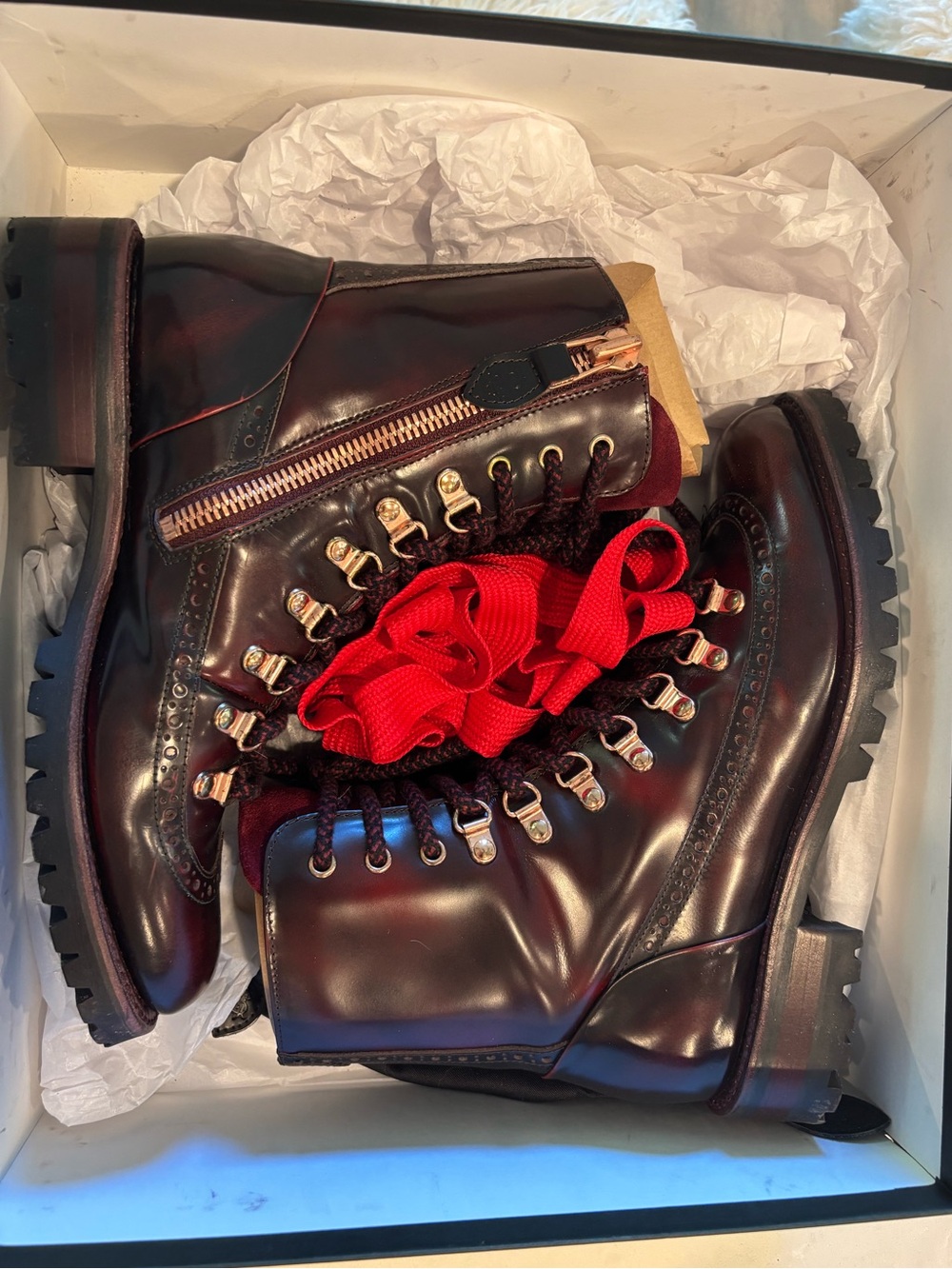 The Office Of Angela Scott Mr. Bernard Women US7.5 EU37.5 Bordeaux Leather Boots